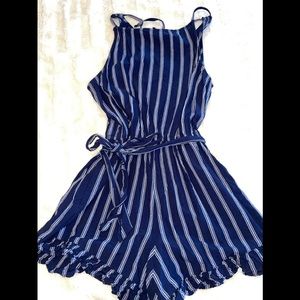 Hollister romper blue and white stripes